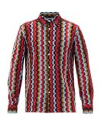 Matchesfashion.com Missoni - Zigzag-intarsia Cotton-jersey Shirt - Mens - Red Multi
