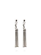 Matchesfashion.com Saint Laurent - Tasseled Logo Earrings - Womens - Silver