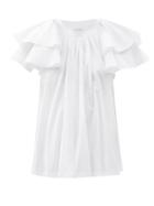 Ladies Rtw Alexander Mcqueen - Ruffled-sleeve Cotton-jersey Top - Womens - White