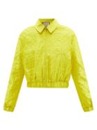 Gucci - Gg-embroidered Padded Silk-satin Jacket - Womens - Yellow