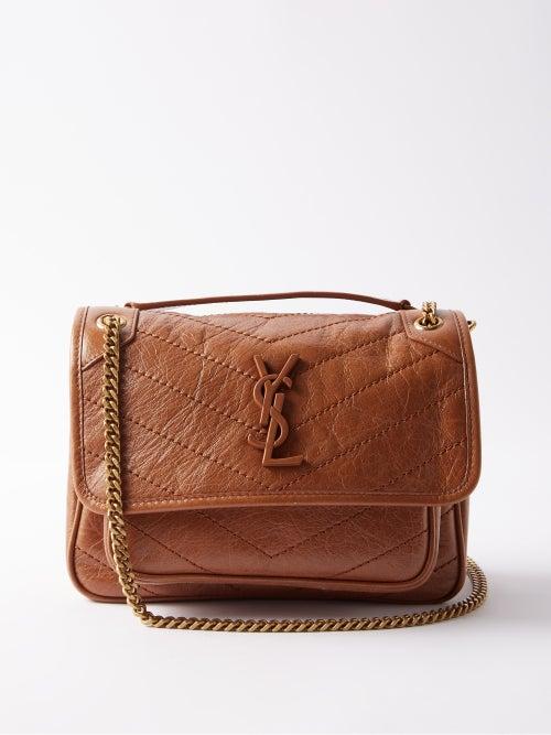 Saint Laurent - Baby Niki Crinkled-leather Cross-body Bag - Womens - Tan