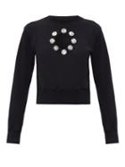 Matchesfashion.com Christopher Kane - Crystal Organic-cotton Jersey Sweatshirt - Womens - Black