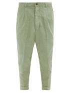 Matchesfashion.com Ami - Cropped Cotton-twill Trousers - Mens - Green