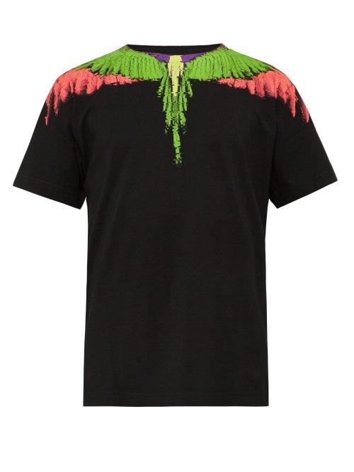 Matchesfashion.com Marcelo Burlon - Glitch Wings Print Cotton T Shirt - Mens - Black Multi