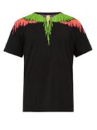 Matchesfashion.com Marcelo Burlon - Glitch Wings Print Cotton T Shirt - Mens - Black Multi