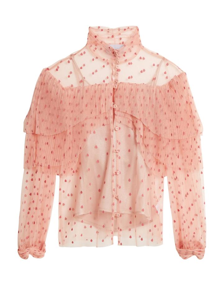 Luisa Beccaria Polka-dot Tulle Blouse