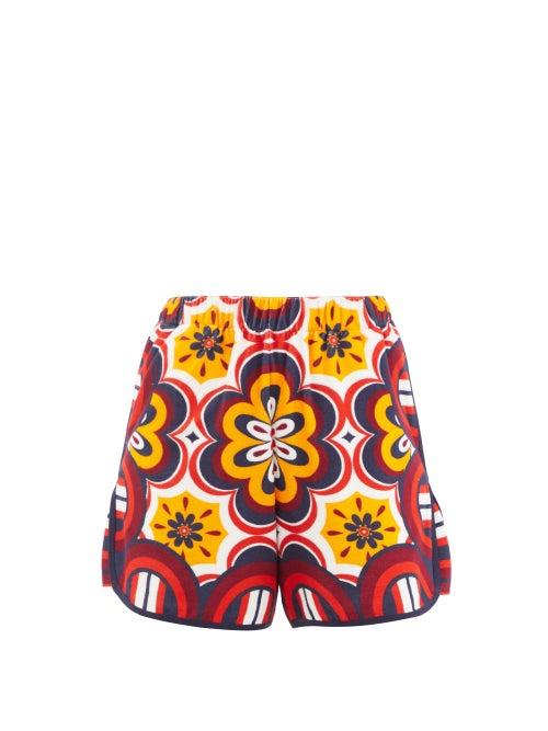 Ladies Activewear La Doublej - Ciccio-print Cotton-blend Terry Shorts - Womens - Multi