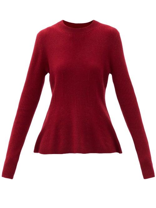 Matchesfashion.com Altuzarra - Frankie Flared Ribbed Cashmere Sweater - Womens - Burgundy
