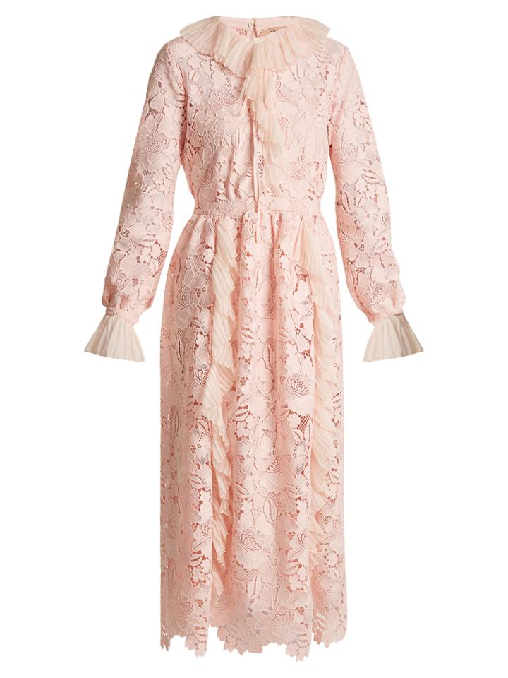 No. 21 Ruffle-trimmed Long-sleeved Guipure-lace Dress
