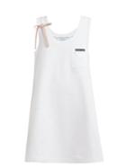 Matchesfashion.com Prada - Bow Embellished Cotton Jersey Dress - Womens - White