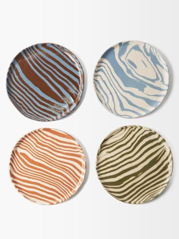 Henry Holland Studio - Set Of Four Marble-effect Earthenware Plates - Multi