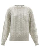 Ladies Rtw Brunello Cucinelli - Metallic Cable-knit Sweater - Womens - Light Grey