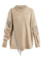 Matchesfashion.com Christopher Kane - Crystal Embellished Wool Sweater - Womens - Beige
