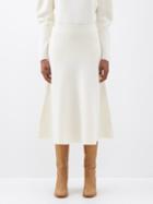 Another Tomorrow - A-line Merino Midi Skirt - Womens - Cream