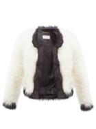 Saint Laurent - Contrast-trim Faux-fur Jacket - Womens - Black White