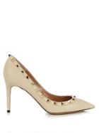 Valentino Rockstud Point-toe Grained-leather Pumps