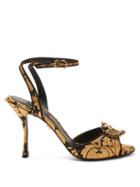 Matchesfashion.com Dolce & Gabbana - Brooch Pearl-embellished Brocade Sandals - Womens - Black Gold