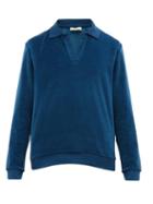 Matchesfashion.com Ditions M.r - James Open Placket Cotton Blend Terry Polo Shirt - Mens - Blue
