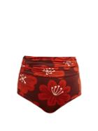 Matchesfashion.com Dodo Bar Or - Rachelle Floral Print High Rise Bikini Briefs - Womens - Burgundy Print