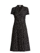 Hvn Morgan Moon-print Short-sleeved Silk Dress