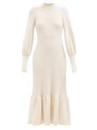Ale Mais - Dawn Ribbed-knit Cotton Midi Dress - Womens - Cream