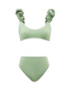 Maygel Coronel - Cotta Ruffled Scoop-neck Bikini - Womens - Jade