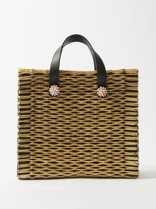 Heimat Atlantica - Chacha Medium Rattan Tote Bag - Womens - Black Natural