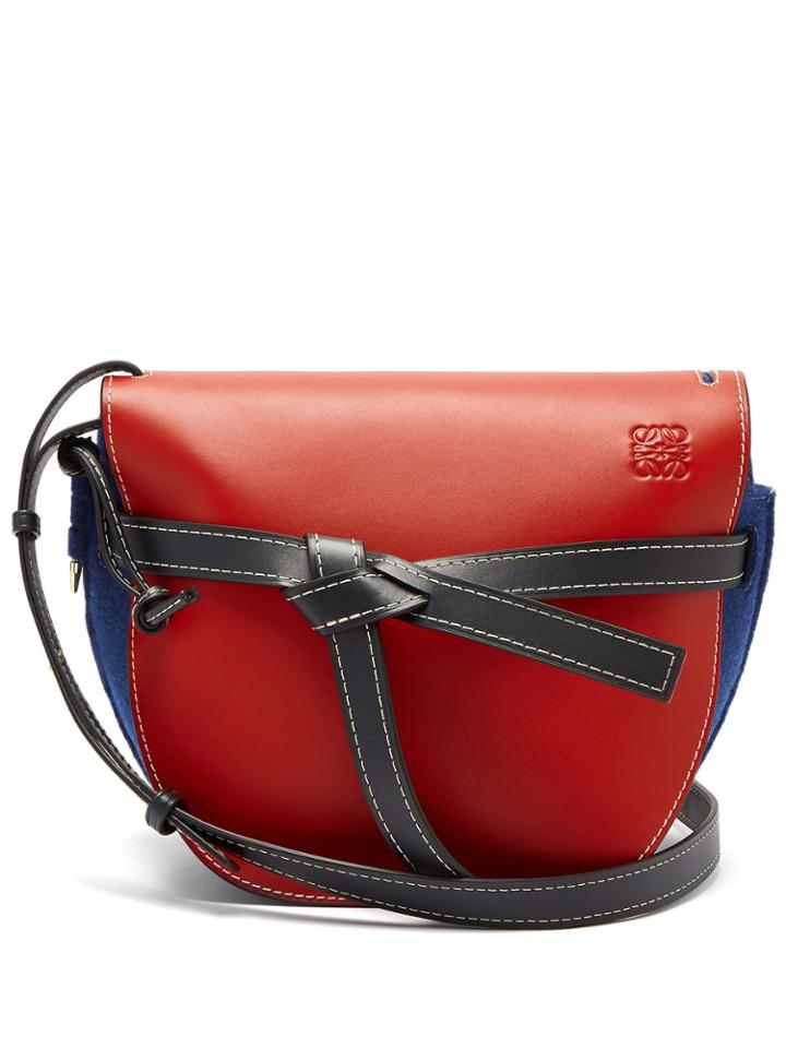 Loewe Gate Grained-leather And Felt Cross-body Bag