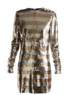 Matchesfashion.com Balmain - Boat Neck Mini Dress - Womens - Silver Gold