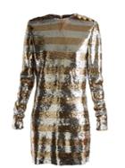 Matchesfashion.com Balmain - Boat Neck Mini Dress - Womens - Silver Gold