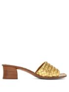 Matchesfashion.com Bottega Veneta - Intrecciato Leather Mules - Womens - Gold