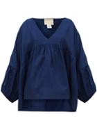 Matchesfashion.com Anaak - Airi Silk-habotai Blouse - Womens - Navy