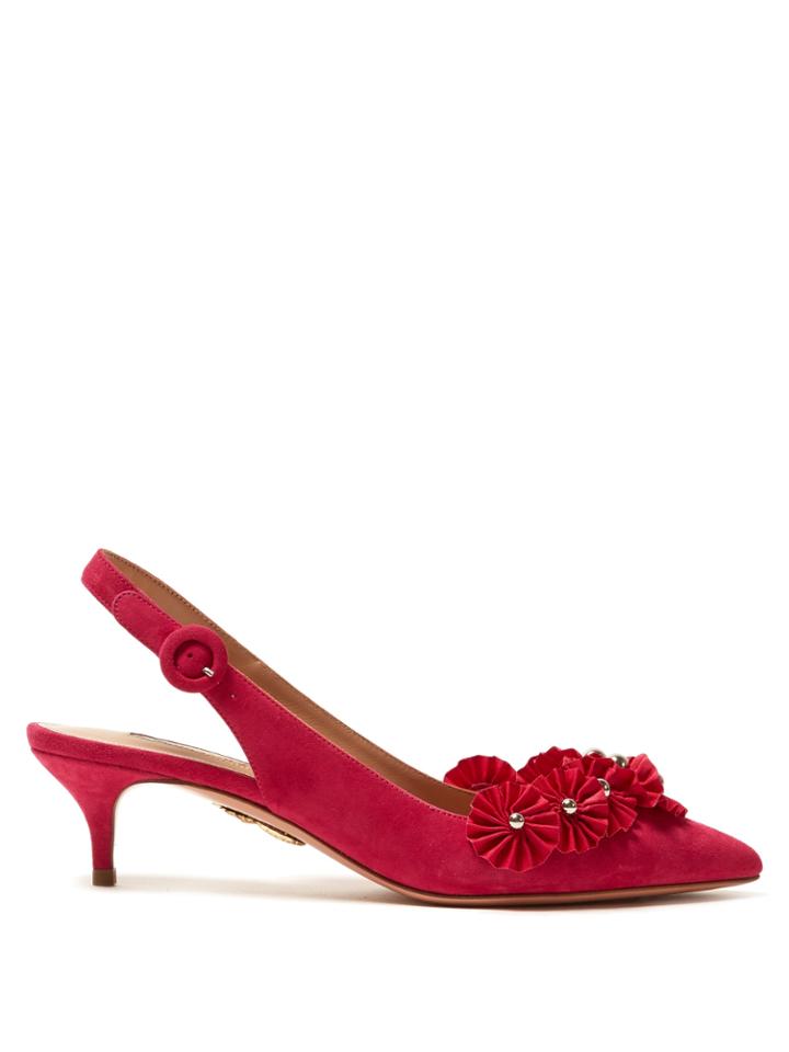 Aquazzura Exotic Slingback Suede Pumps