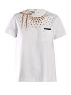 Matchesfashion.com Prada - Stud Embellished T Shirt - Womens - White