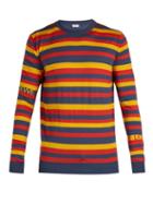 Matchesfashion.com Loewe - Logo Intarsia Striped Sweater - Mens - Orange
