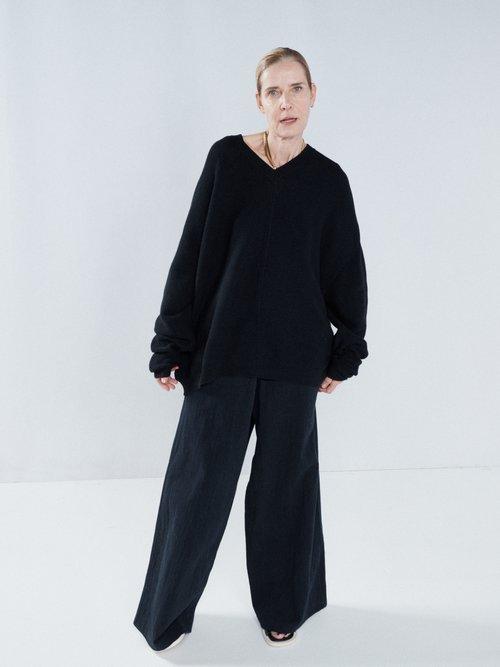 Raey - Organic Cotton And Recycled Cashmere V-neck Jumper - Womens - Black