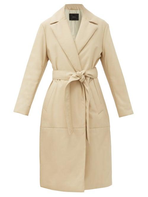 Matchesfashion.com Joseph - Cola Belted Padded-leather Coat - Womens - Cream