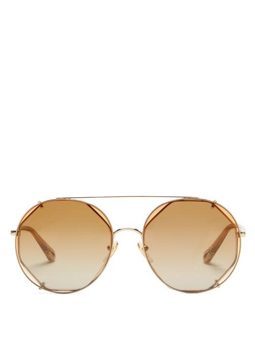 Ladies Accessories Chlo - Demi Clip-on Lens Sunglasses - Womens - Gold