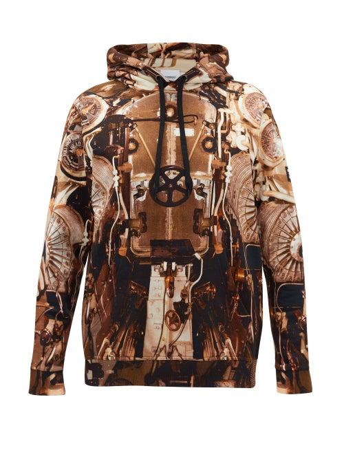 Matchesfashion.com Burberry - Wilcox Submarine-print Cotton Hooded Sweatshirt - Mens - Brown Multi