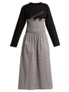 Matchesfashion.com Mm6 Maison Margiela - Contrast Panel Gingham Cotton Dress - Womens - Black Multi