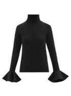 Jil Sander - Roll-neck Fluted-cuff Cotton-blend Sweater - Womens - Black