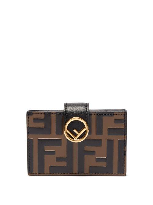 Matchesfashion.com Fendi - Logo Expandable Leather Cardholder - Womens - Black Brown