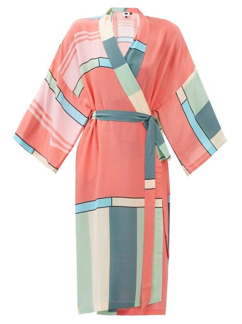 Louisa Parris - Misty Abstract-print Silk Midi Dress - Womens - Multi