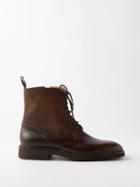 John Lobb - Perth Nubuck And Leather Boots - Mens - Dark Brown