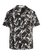 Commas Bamboo-print Silk-blend Shirt