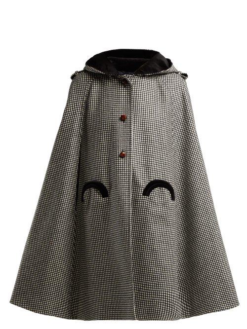 Matchesfashion.com Blaz Milano - Fair & Square Checked Wool Cape - Womens - Black And White