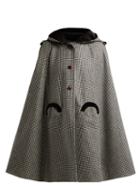 Matchesfashion.com Blaz Milano - Fair & Square Checked Wool Cape - Womens - Black And White
