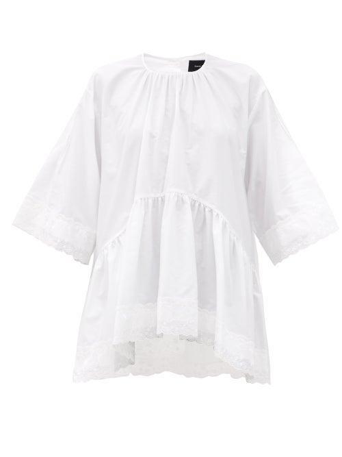 Matchesfashion.com Simone Rocha - Scallop-hem Embroidered Cotton-poplin Top - Womens - White