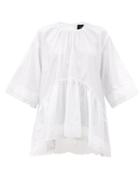 Matchesfashion.com Simone Rocha - Scallop-hem Embroidered Cotton-poplin Top - Womens - White