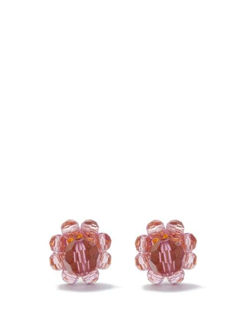 Simone Rocha - Crystal-flower Stud Earrings - Womens - Purple